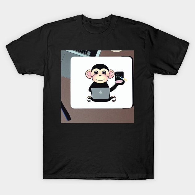 Cute monkey working on laptop - Funky Designs, Laptop designs T-Shirt by ViralAlpha